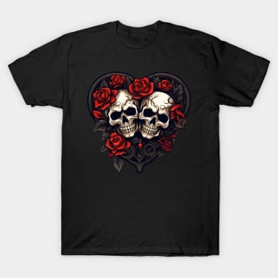 Valentines day Skulls and bones T-Shirt